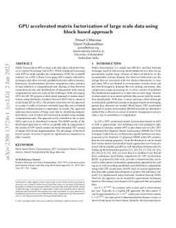 GPU accelerated matrix factorization of large scale data using block
  based approach