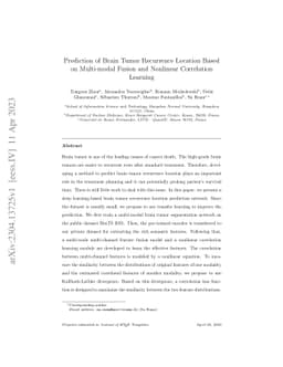 Prediction of brain tumor recurrence location based on multi-modal
  fusion and nonlinear correlation learning