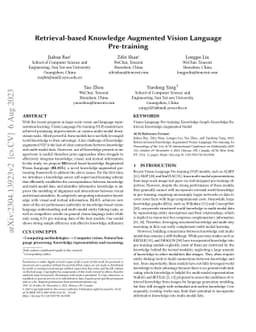 Retrieval-based Knowledge Augmented Vision Language Pre-training