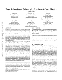 Towards Explainable Collaborative Filtering with Taste Clusters Learning