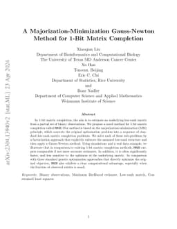 A Majorization-Minimization Gauss-Newton Method for 1-Bit Matrix
  Completion