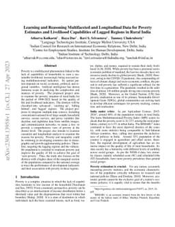 Learning and Reasoning Multifaceted and Longitudinal Data for Poverty
  Estimates and Livelihood Capabilities of Lagged Regions in Rural India