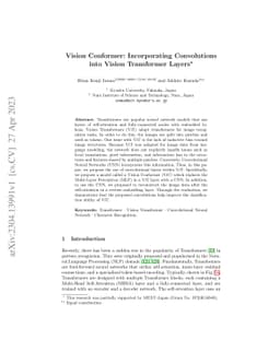 Vision Conformer: Incorporating Convolutions into Vision Transformer
  Layers