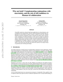 Why not both? Complementing explanations with uncertainty, and the role
  of self-confidence in Human-AI collaboration