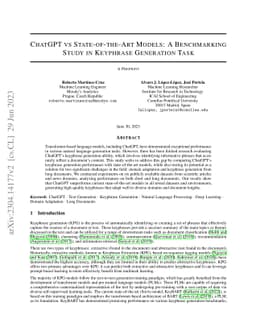 ChatGPT vs State-of-the-Art Models: A Benchmarking Study in Keyphrase
  Generation Task