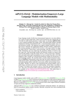 mPLUG-Owl: Modularization Empowers Large Language Models with
  Multimodality