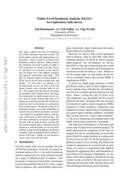 Entity-Level Sentiment Analysis (ELSA): An exploratory task survey