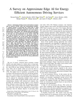 A Survey on Approximate Edge AI for Energy Efficient Autonomous Driving
  Services