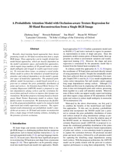 A Probabilistic Attention Model with Occlusion-aware Texture Regression
  for 3D Hand Reconstruction from a Single RGB Image