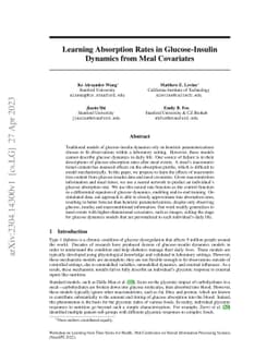 Learning Absorption Rates in Glucose-Insulin Dynamics from Meal
  Covariates