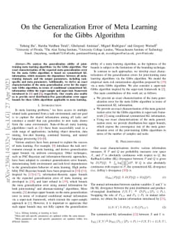 On the Generalization Error of Meta Learning for the Gibbs Algorithm