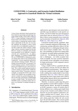 CONSCENDI: A Contrastive and Scenario-Guided Distillation Approach to
  Guardrail Models for Virtual Assistants