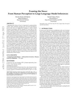 Framing the News:From Human Perception to Large Language Model
  Inferences