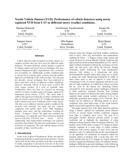 Nordic Vehicle Dataset (NVD): Performance of vehicle detectors using
  newly captured NVD from UAV in different snowy weather conditions