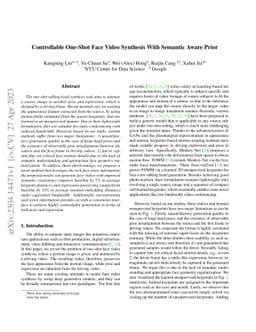 Controllable One-Shot Face Video Synthesis With Semantic Aware Prior