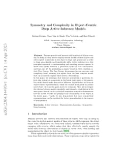 Symmetry and Complexity in Object-Centric Deep Active Inference Models