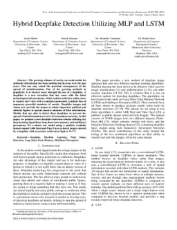 Hybrid Deepfake Detection Utilizing MLP and LSTM