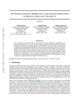 3D Patient-specific Modelling and Characterisation of Muscle-Skeletal
  Districts