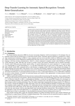 Deep Transfer Learning for Automatic Speech Recognition: Towards Better
  Generalization