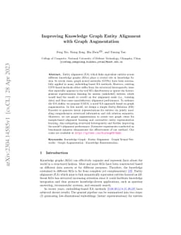 Improving Knowledge Graph Entity Alignment with Graph Augmentation