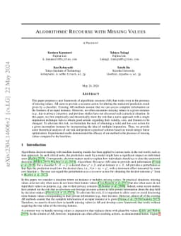 Algorithmic Recourse with Missing Values