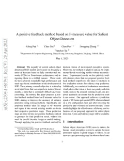 A positive feedback method based on F-measure value for Salient Object
  Detection