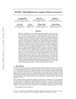MUDiff: Unified Diffusion for Complete Molecule Generation