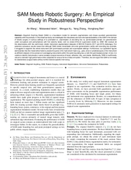 SAM Meets Robotic Surgery: An Empirical Study in Robustness Perspective
