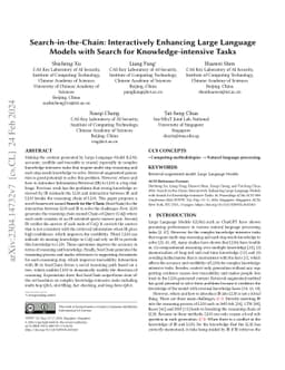 Search-in-the-Chain: Interactively Enhancing Large Language Models with
  Search for Knowledge-intensive Tasks