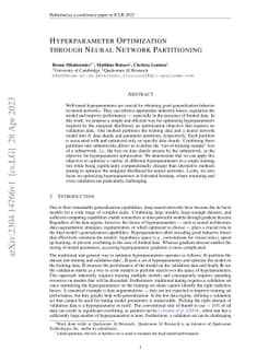 Hyperparameter Optimization through Neural Network Partitioning