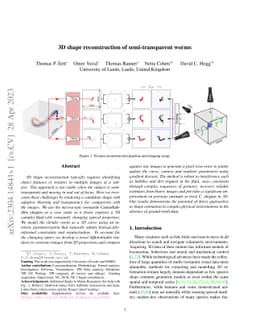 3D shape reconstruction of semi-transparent worms