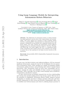 Using Large Language Models for Interpreting Autonomous Robots Behaviors