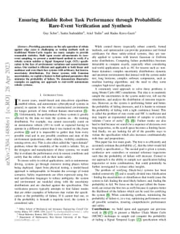Ensuring Reliable Robot Task Performance through Probabilistic
  Rare-Event Verification and Synthesis