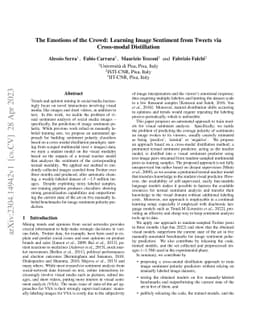 The Emotions of the Crowd: Learning Image Sentiment from Tweets via
  Cross-modal Distillation