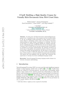 CCpdf: Building a High Quality Corpus for Visually Rich Documents from
  Web Crawl Data