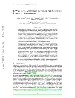 LAVA: Data Valuation without Pre-Specified Learning Algorithms