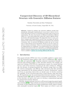 Unsupervised Discovery of 3D Hierarchical Structure with Generative
  Diffusion Features