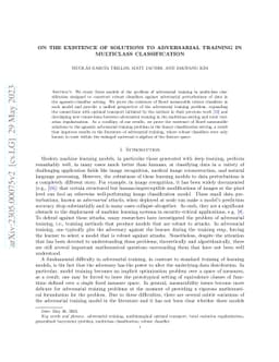 On the existence of solutions to adversarial training in multiclass
  classification