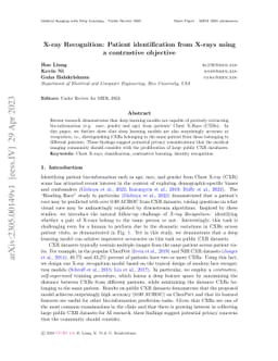 X-ray Recognition: Patient identification from X-rays using a
  contrastive objective
