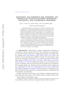 Estimation and inference for minimizer and minimum of convex functions:
  optimality, adaptivity and uncertainty principles