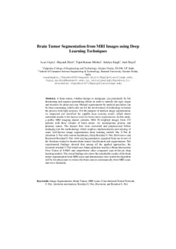 Brain Tumor Segmentation from MRI Images using Deep Learning Techniques