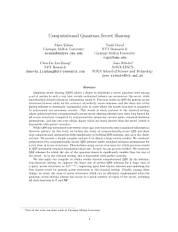 Computational Quantum Secret Sharing