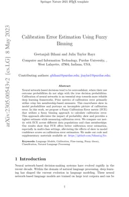 Calibration Error Estimation Using Fuzzy Binning