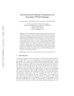Low-Resourced Machine Translation for Senegalese Wolof Language
