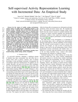 Self-supervised Activity Representation Learning with Incremental Data:
  An Empirical Study