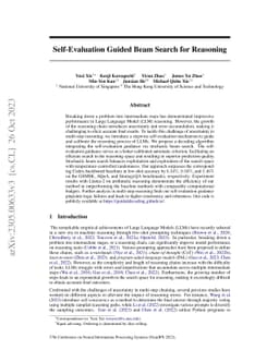 Self-Evaluation Guided Beam Search for Reasoning
