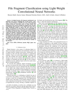 File Fragment Classification using Light-Weight Convolutional Neural
  Networks