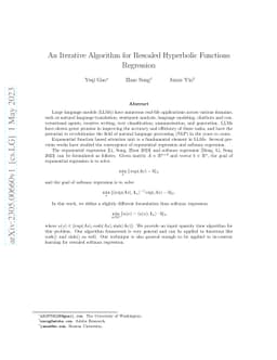 An Iterative Algorithm for Rescaled Hyperbolic Functions Regression