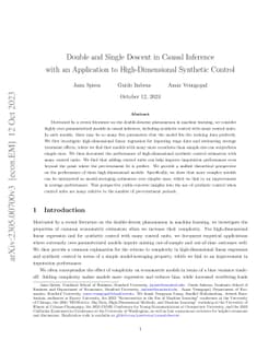 Double and Single Descent in Causal Inference with an Application to
  High-Dimensional Synthetic Control