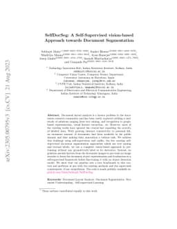SelfDocSeg: A Self-Supervised vision-based Approach towards Document
  Segmentation